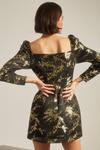Oasis Black And Gold Floral Jacquard Aline Dress thumbnail 3