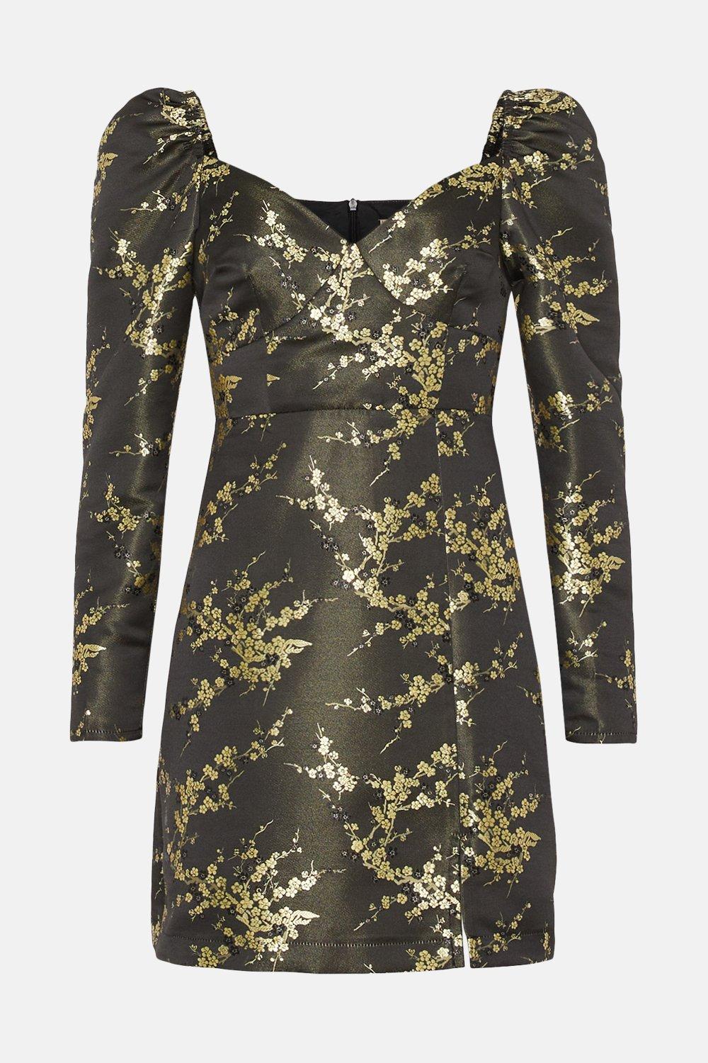 Oasis black 2024 gold dress