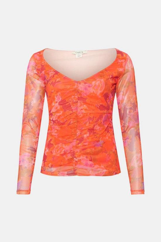 Oasis Floral Mesh Gauged Front Top 4