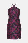 Oasis Halter Neck Floral Jacquard Mini Slip Dress thumbnail 4