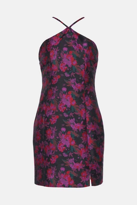 Oasis Halter Neck Floral Jacquard Mini Slip Dress 4