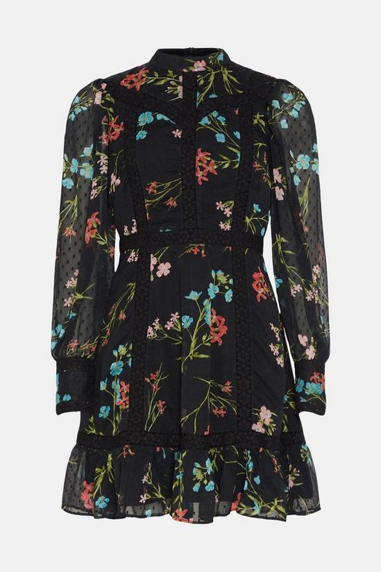 Oasis Petite Lace Trim Dobby Chiffon Floral Print Skater Dress 5