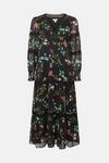 Oasis Petite Lace Trim Dobby Chiffon Floral Print Midi Dress thumbnail 5