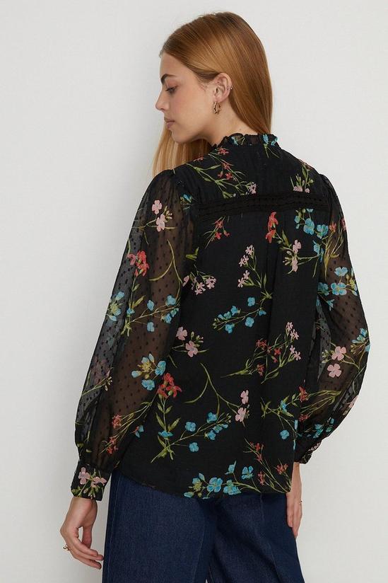 Oasis Lace Trim Dobby Chiffon Floral Print Blouse 3