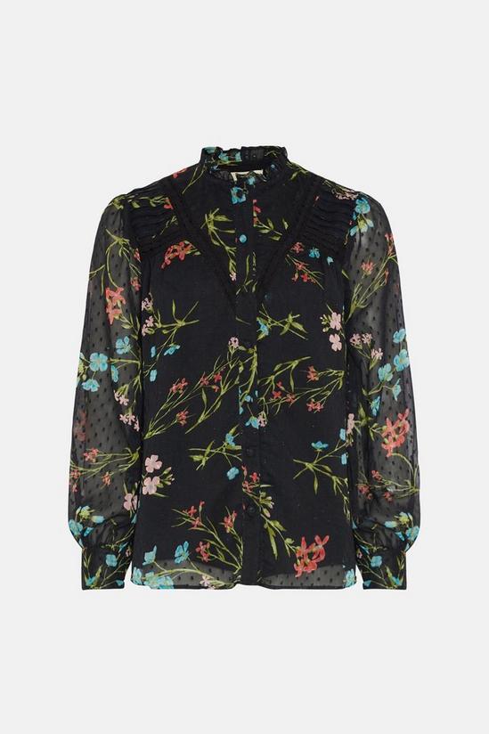 Oasis Lace Trim Dobby Chiffon Floral Print Blouse 4