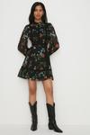 Oasis Lace Trim Dobby Chiffon Floral Print Skater Dress thumbnail 1