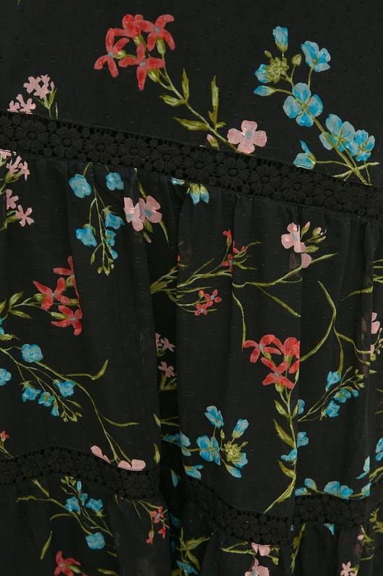 Oasis Lace Trim Dobby Chiffon Floral Print Midi Dress 5