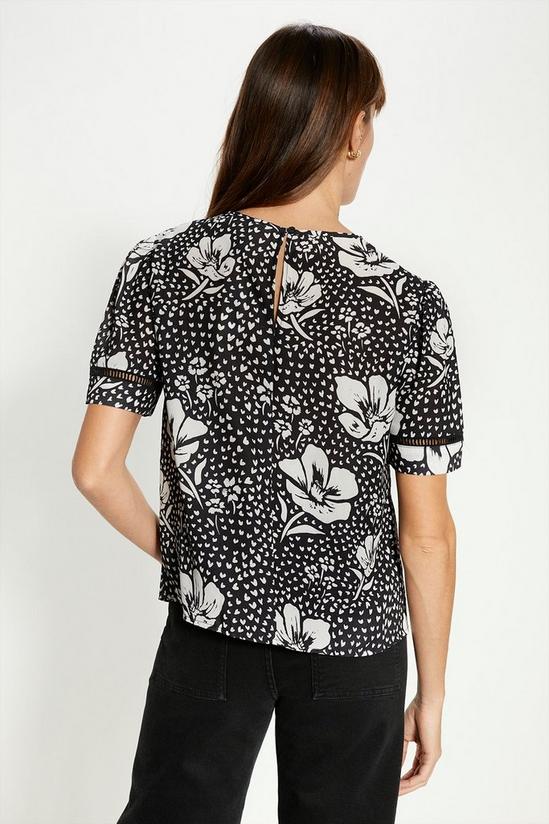 Oasis Essential Lace Insert Mono Floral Woven Tee 3