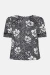 Oasis Essential Lace Insert Mono Floral Woven Tee thumbnail 4