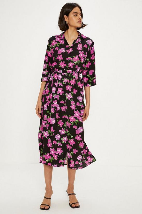 Oasis Floral Print Belted Midi Shirt Dress 1