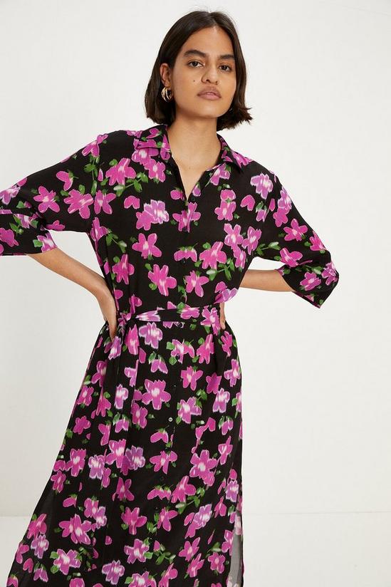 Oasis Floral Print Belted Midi Shirt Dress 2