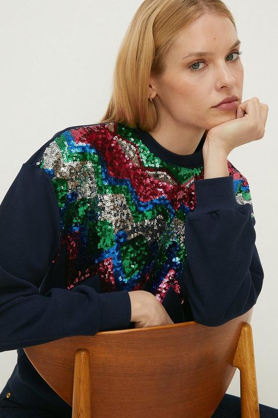 Oasis Block Sequin Fairisle Christmas Sweatshirt 2