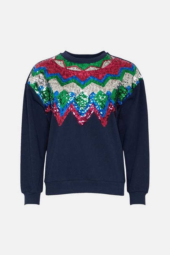 Oasis Block Sequin Fairisle Christmas Sweatshirt 4