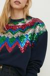 Oasis Block Sequin Fairisle Christmas Sweatshirt thumbnail 5