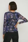 Oasis Glitter Floral Mesh Ruched Front Top thumbnail 3