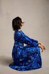 Oasis Floral Blur Satin Pleated V Neck Midi Dress thumbnail 1