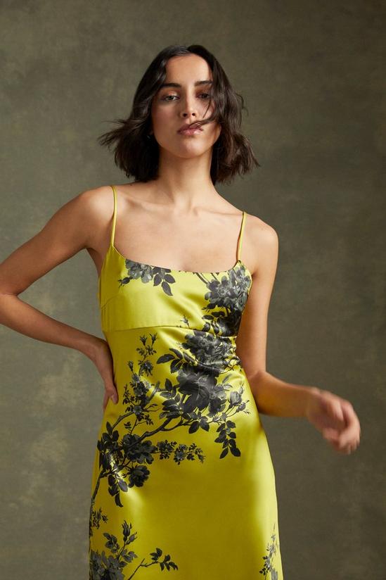 Oasis Shadow Floral Empire Seam Strappy Satin Slip Dress 1