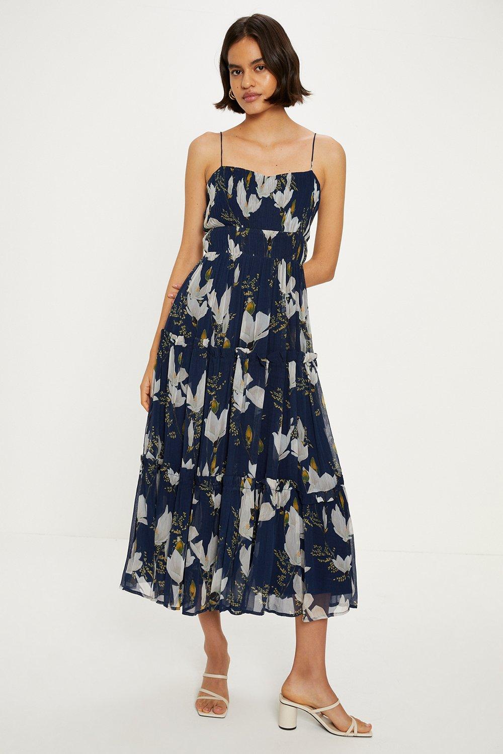 Oasis navy floral outlet dress