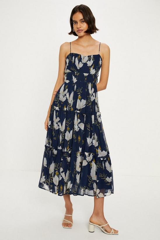 Oasis Floral Gathered Tiered Strappy Midi Dress 1