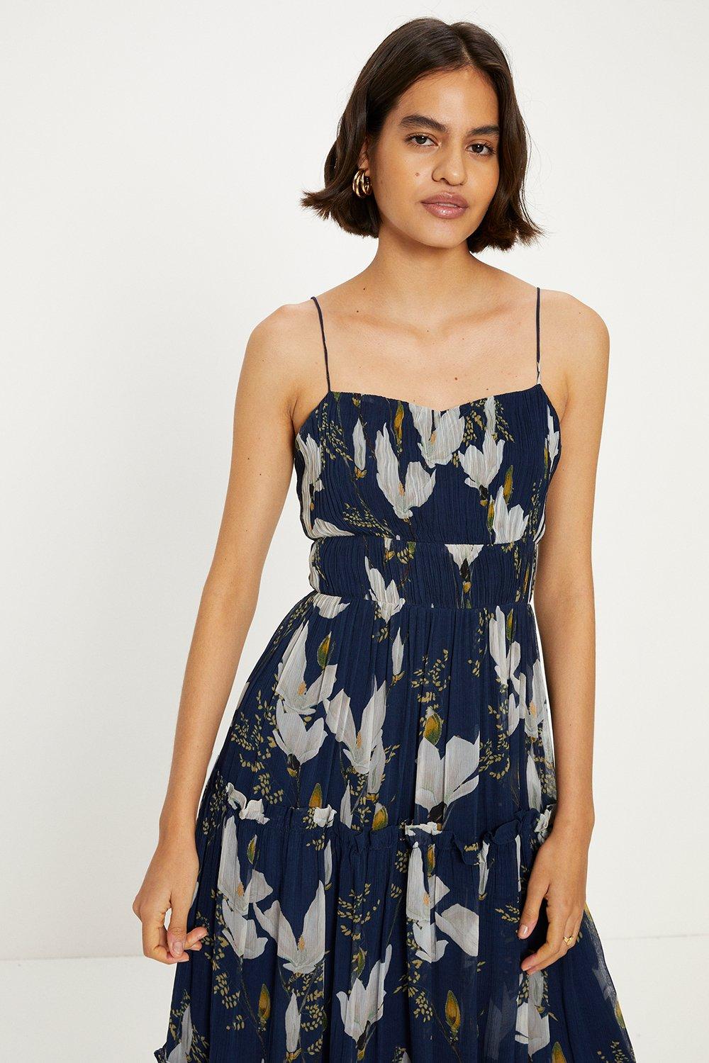 FINAL SALE- Floral Midi Dress with Elastic Back Detail and Adjustable –  Posh Hawaii™