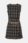 Oasis Sparkle Check Tweed Chain Belt Mini Dress thumbnail 4