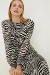 Oasis Rachel Stevens Petite Zebra Printed Ruched Front Midi Dress thumbnail 1