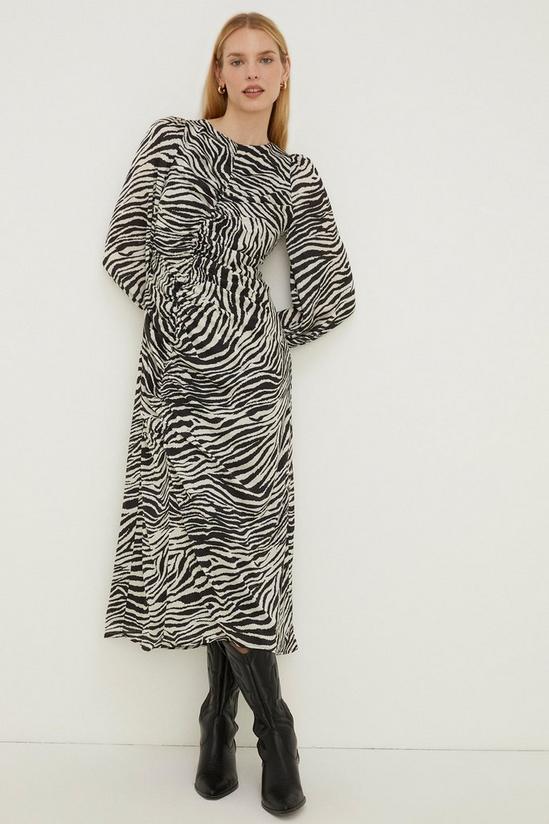 Oasis Rachel Stevens Petite Zebra Printed Ruched Front Midi Dress 2