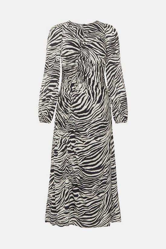 Oasis Rachel Stevens Petite Zebra Printed Ruched Front Midi Dress 4
