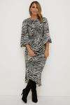Oasis Rachel Stevens Zebra Printed Ruched Front Midi Dress thumbnail 1