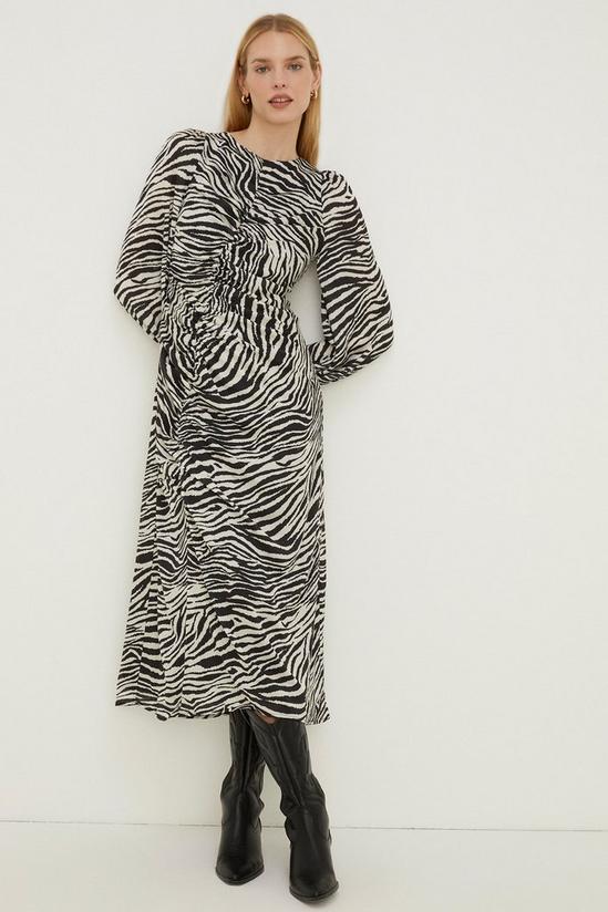 Oasis Rachel Stevens Zebra Printed Ruched Front Midi Dress 3