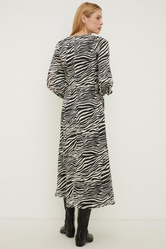 Oasis Rachel Stevens Zebra Printed Ruched Front Midi Dress 4