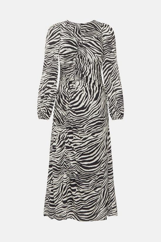 Oasis Rachel Stevens Zebra Printed Ruched Front Midi Dress 5
