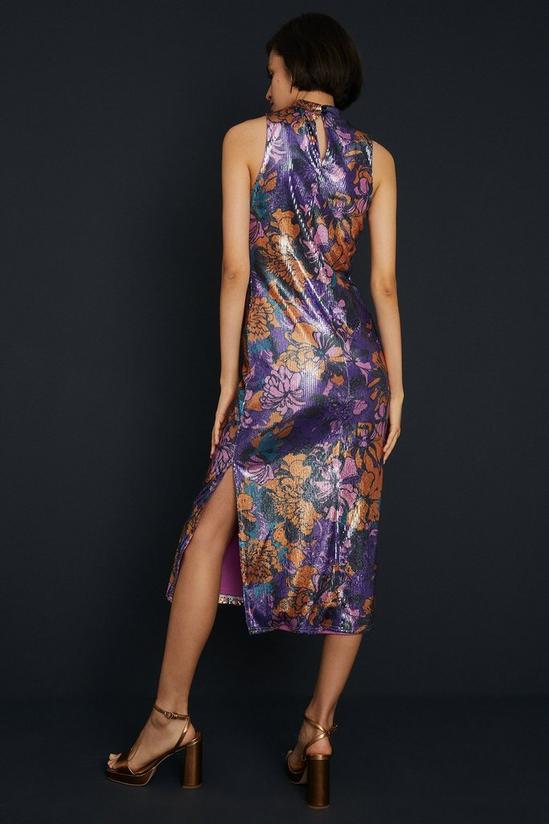 Oasis Floral Sequin Halter Midi Dress 3