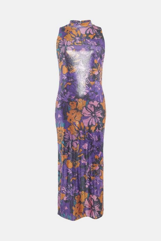 Oasis Floral Sequin Halter Midi Dress 4