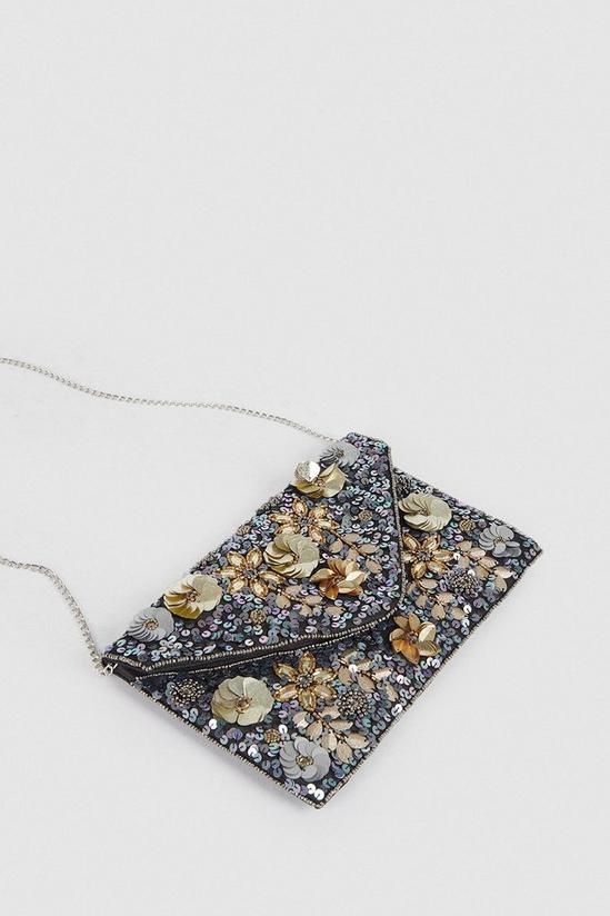 Oasis Flower Detail Embellished Clutch Bag 2