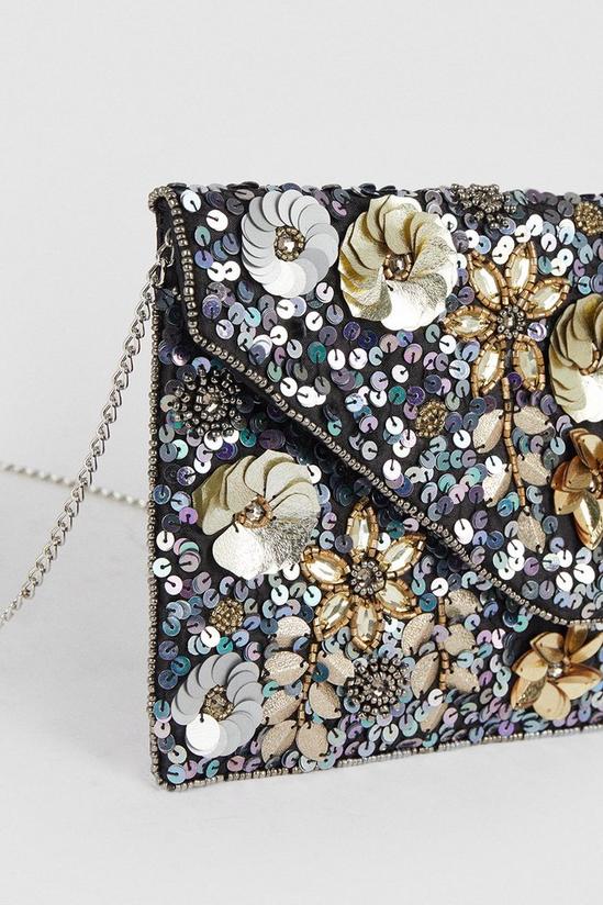 Oasis Flower Detail Embellished Clutch Bag 3