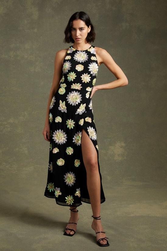 Oasis Floral Hand Embellished Halter Neck Midi Dress 2