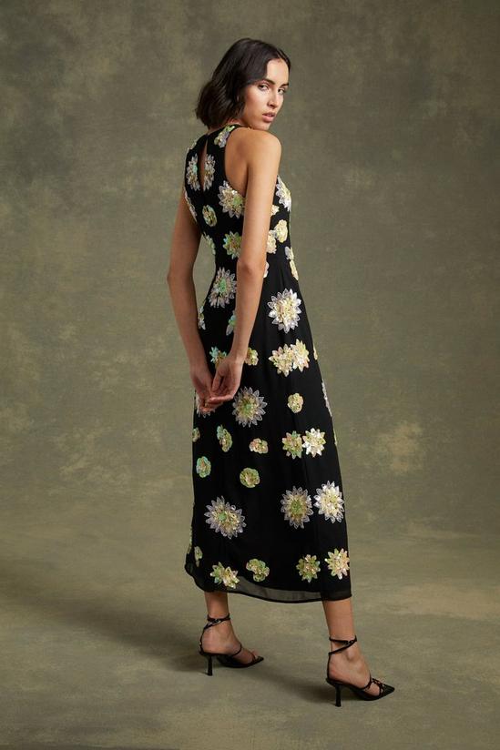 Oasis Floral Hand Embellished Halter Neck Midi Dress 3