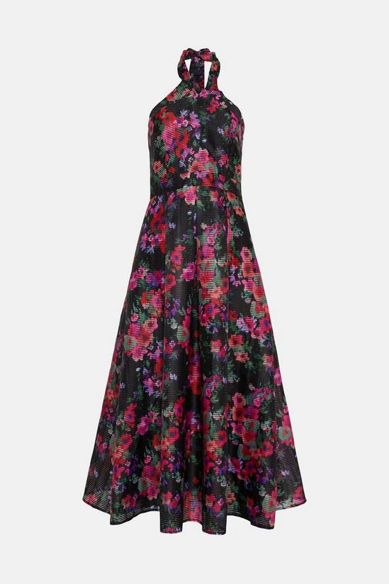 Oasis Floral Striped Organza Halter Neck Midi Dress 4