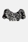 Oasis Floral Striped Organza Puff Sleeve Crop Top thumbnail 4