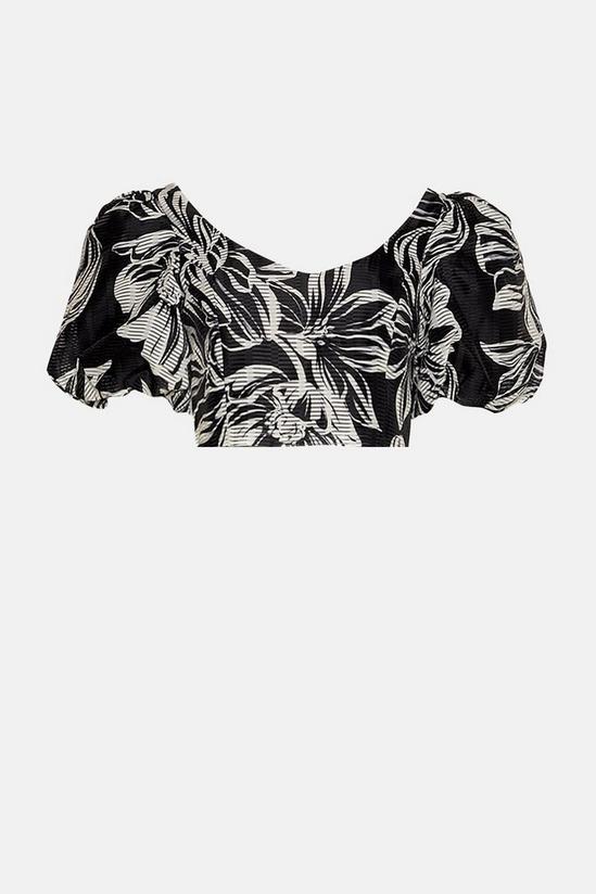 Oasis Floral Striped Organza Puff Sleeve Crop Top 4