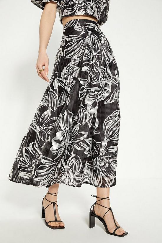 Oasis Floral Striped Organza Pleated Midi Skirt 2