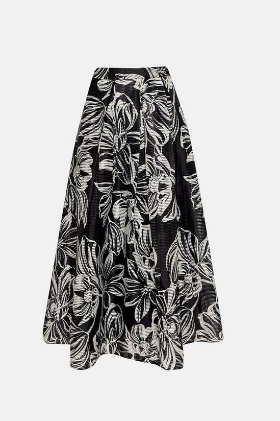 Oasis Floral Striped Organza Pleated Midi Skirt 4