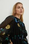 Oasis Lace Trim Eastern Floral Dobby Chiffon Long Sleeve Skater Dress thumbnail 2
