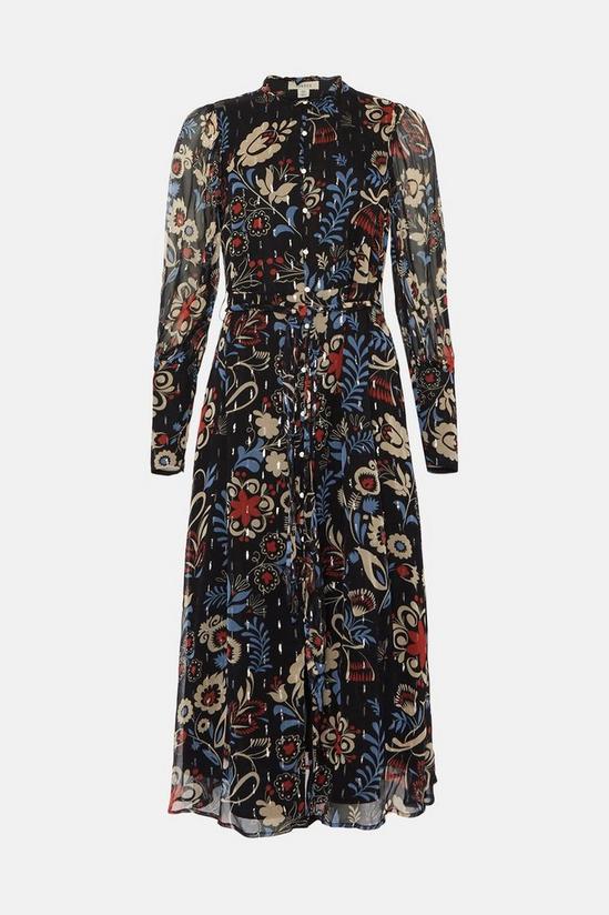 Oasis Rachel Stevens Petite Metallic Printed Button Through Dress 4