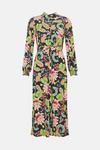 Oasis Slinky Jersey Floral Long Sleeve Shirred Cuff Midi Dress thumbnail 4