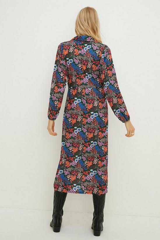 Oasis Jersey Crepe Floral Long Sleeve Shirt Dress 3