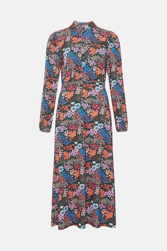 Oasis Jersey Crepe Floral Long Sleeve Shirt Dress 4