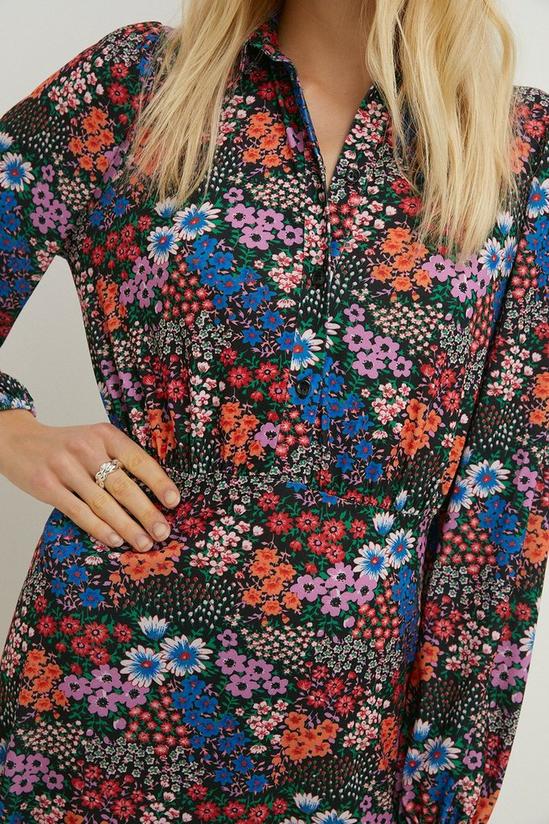 Oasis Jersey Crepe Floral Long Sleeve Shirt Dress 5