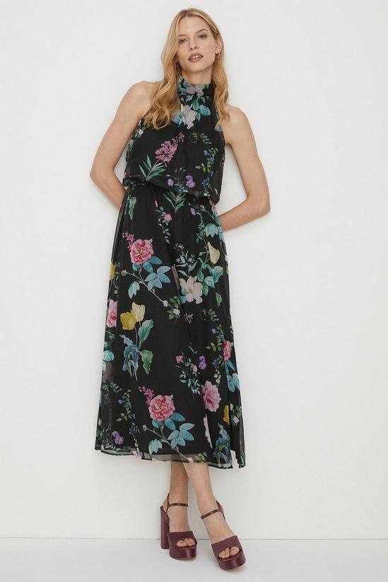 Oasis Floral Printed Halter Midi Dress 1